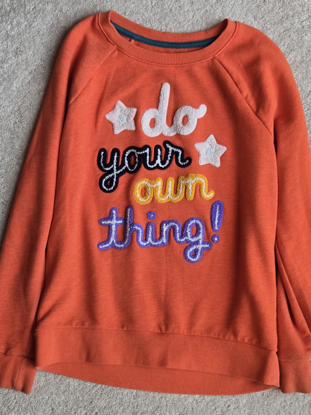 Cat & Jack Orange Sweatshirt with Multicolor Chenille 'Do Your Own Thing'